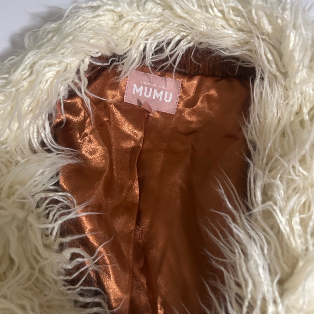 Women's Brown and Cream Faux Fur Trim Coat - Picture 4 of 8
